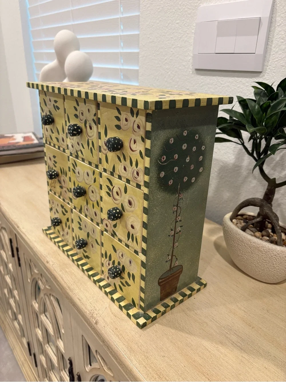 Custom Hand-Painted Floral Jewelry Drawer Organizer Box